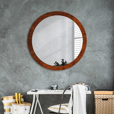 Miroir rond avec décoration Bois naturel