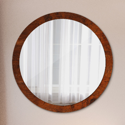 Miroir rond avec décoration Bois naturel