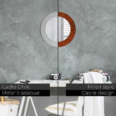 Miroir rond avec décoration Bois naturel