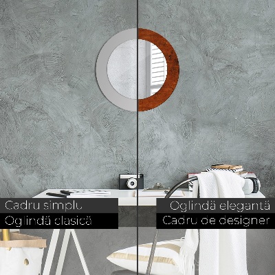 Miroir rond avec décoration Bois naturel