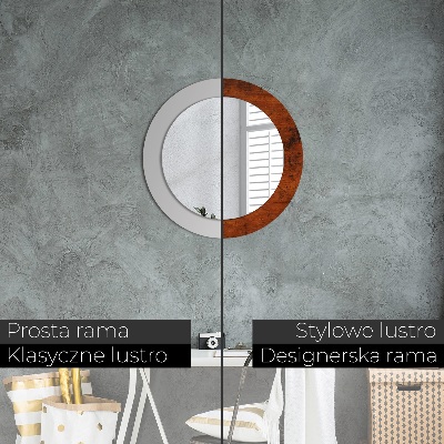 Miroir rond avec décoration Bois naturel