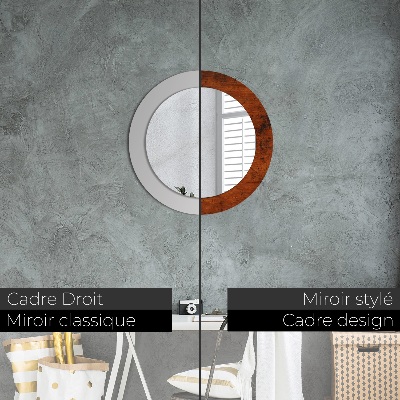 Miroir rond avec décoration Bois naturel
