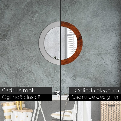 Miroir rond avec décoration Bois naturel