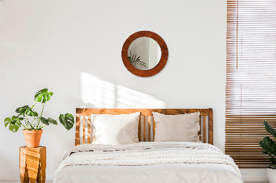 Miroir rond avec décoration Bois naturel