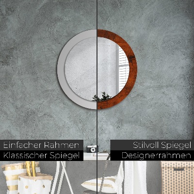 Miroir rond avec décoration Bois naturel