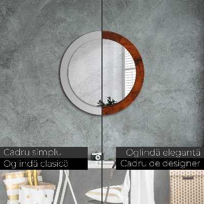 Miroir rond avec décoration Bois naturel