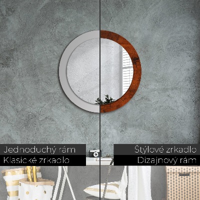 Miroir rond avec décoration Bois naturel