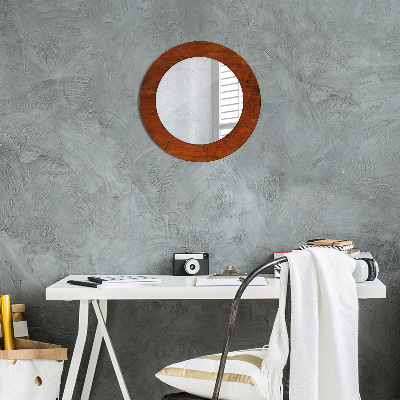 Miroir rond avec décoration Bois naturel