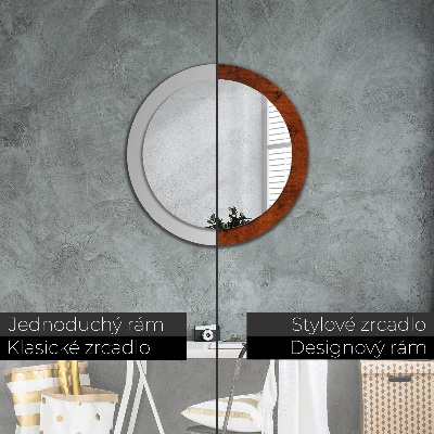 Miroir rond avec décoration Bois naturel
