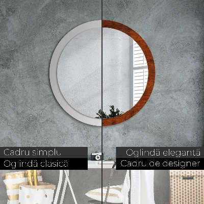 Miroir rond avec décoration Bois naturel
