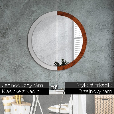 Miroir rond avec décoration Bois naturel