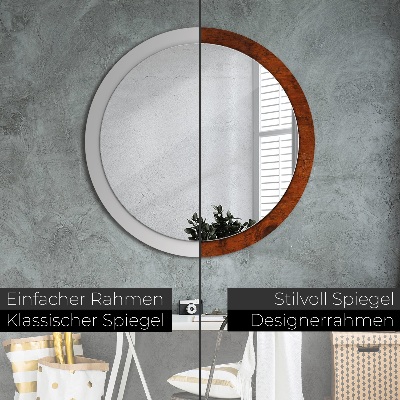 Miroir rond avec décoration Bois naturel