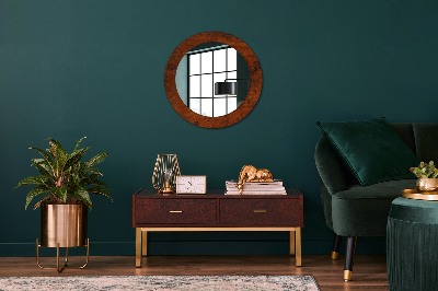 Miroir rond avec décoration Bois naturel