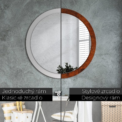 Miroir rond avec décoration Bois naturel