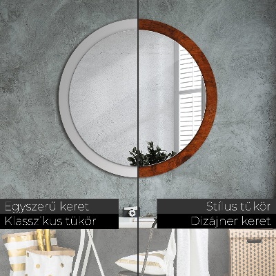 Miroir rond avec décoration Bois naturel