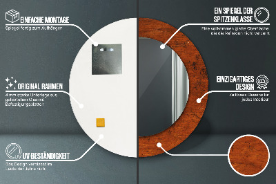 Miroir rond avec décoration Bois naturel