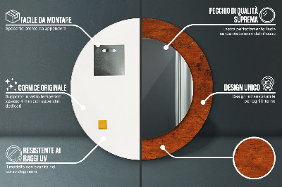 Miroir rond avec décoration Bois naturel