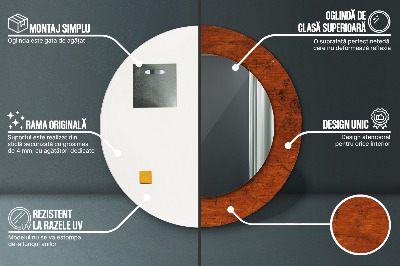 Miroir rond avec décoration Bois naturel