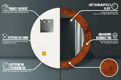 Miroir rond avec décoration Bois naturel