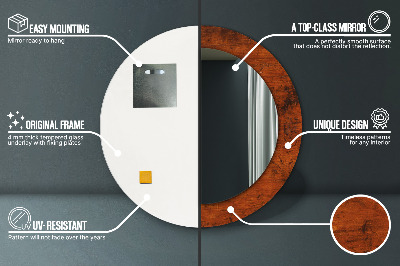 Miroir rond avec décoration Bois naturel