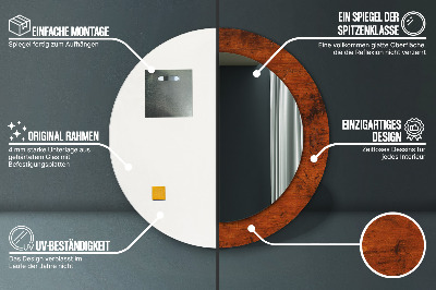 Miroir rond avec décoration Bois naturel