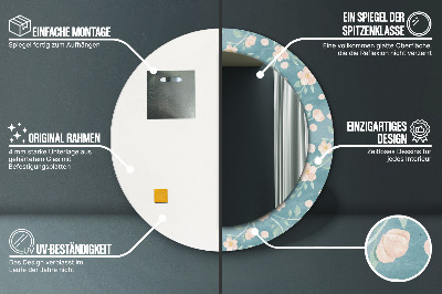 Miroir rond imprimé Motif floral