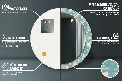 Miroir rond imprimé Motif floral