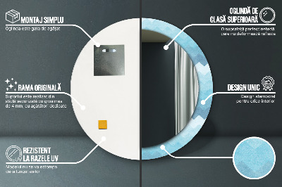 Miroir rond avec décoration Motif à chevrons