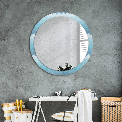 Miroir rond avec décoration Motif à chevrons