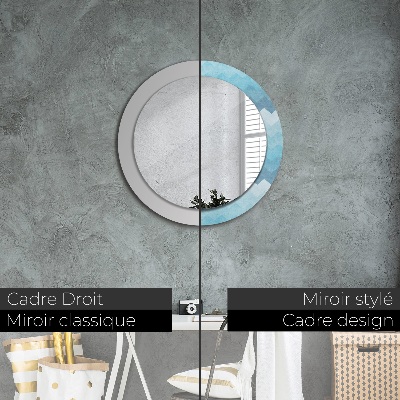 Miroir rond avec décoration Motif à chevrons