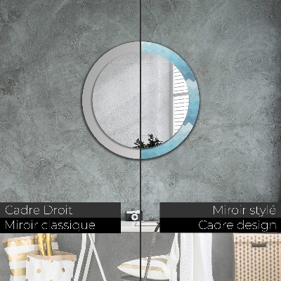 Miroir rond avec décoration Motif à chevrons