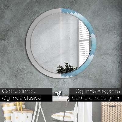 Miroir rond avec décoration Motif à chevrons