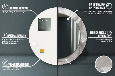 Miroir rond imprimé Cristal blanc abstrait