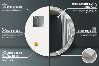 Miroir rond imprimé Cristal blanc abstrait