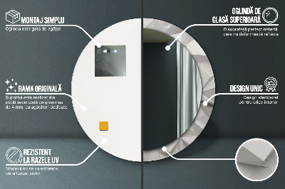 Miroir rond imprimé Cristal blanc abstrait