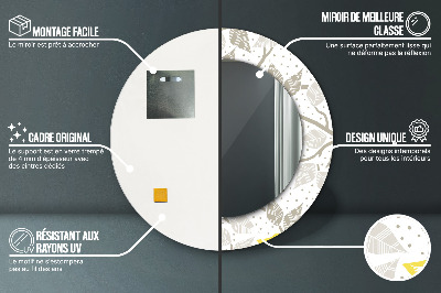 Miroir rond avec décoration Oiseaux jaunes sur les branches