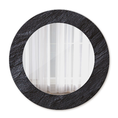 Miroir rond avec décoration Pierre noir