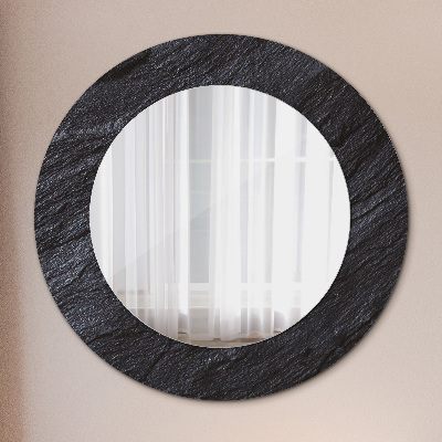 Miroir rond avec décoration Pierre noir