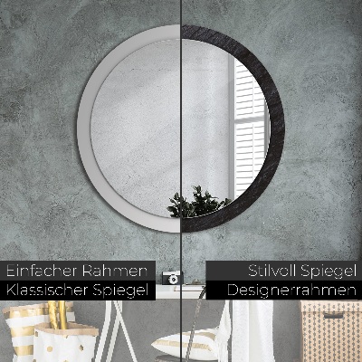 Miroir rond avec décoration Pierre noir