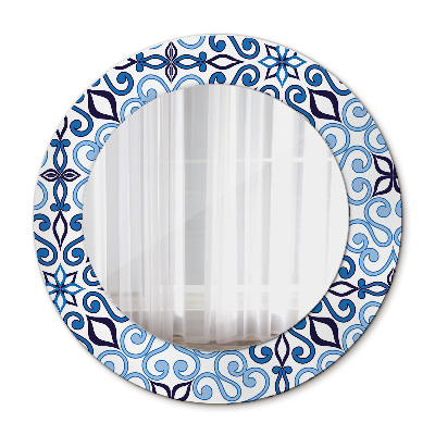 Miroir rond imprimé Motif arabe bleu