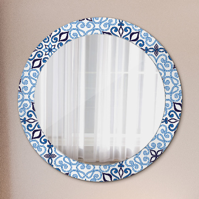 Miroir rond imprimé Motif arabe bleu