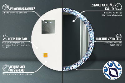 Miroir rond imprimé Motif arabe bleu