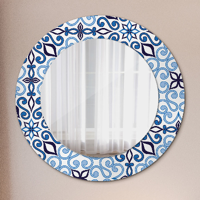 Miroir rond imprimé Motif arabe bleu