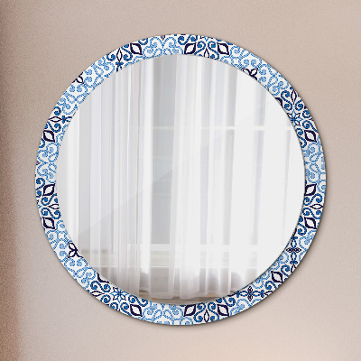 Miroir rond imprimé Motif arabe bleu