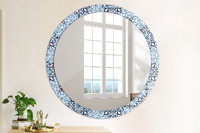 Miroir rond imprimé Motif arabe bleu