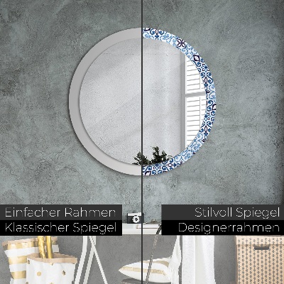 Miroir rond imprimé Motif arabe bleu