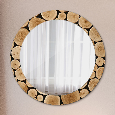 Miroir rond imprimé Bûches de bois