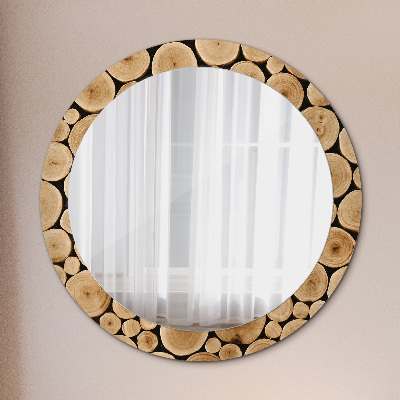 Miroir rond imprimé Bûches de bois
