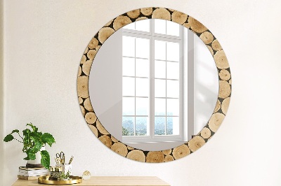 Miroir rond imprimé Bûches de bois