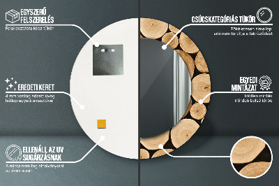 Miroir rond imprimé Bûches de bois